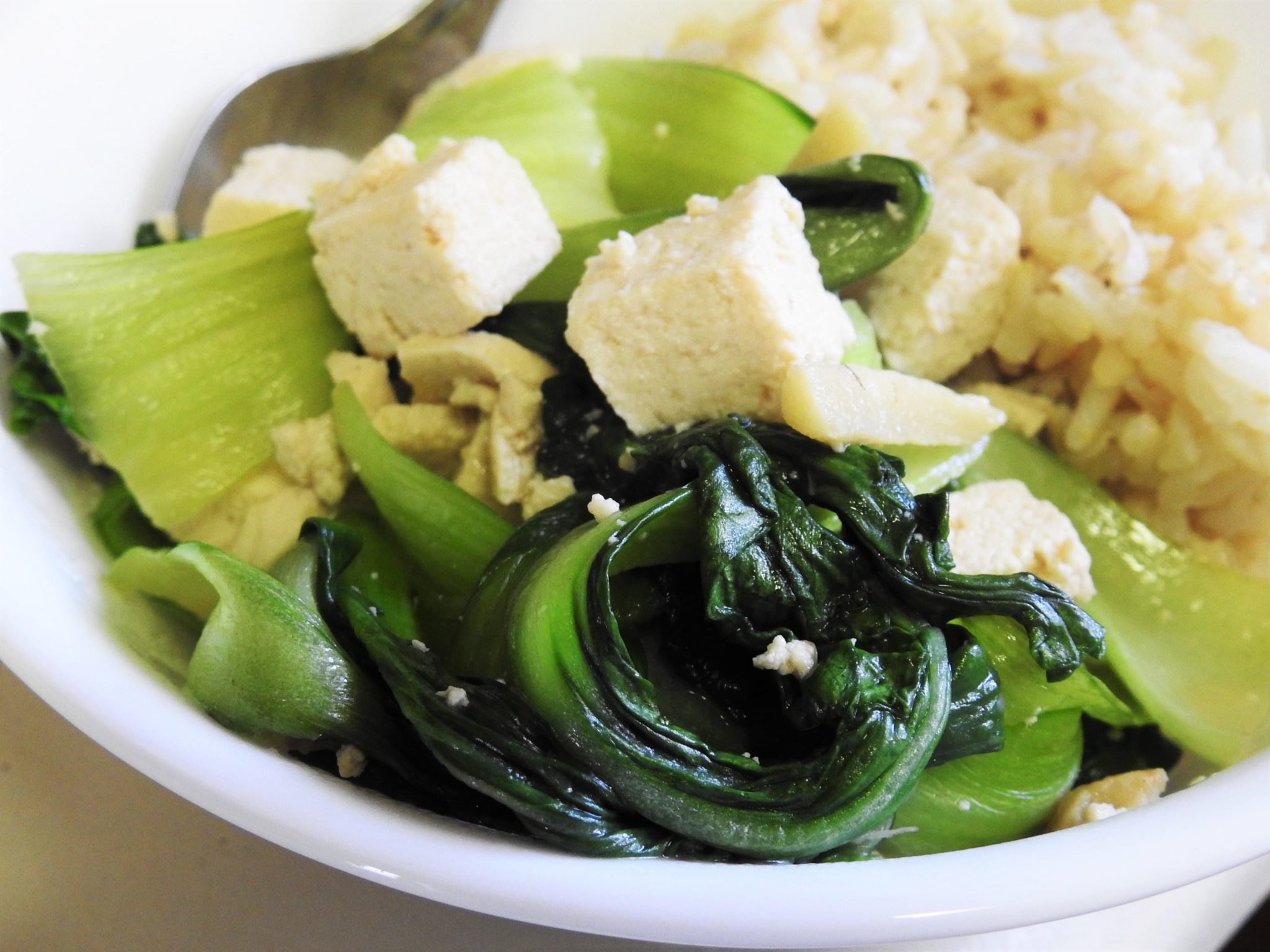 Bok Choy Tofu Served with Brown Rice
