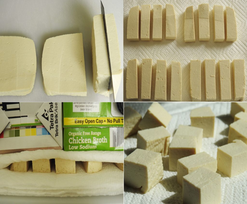 Preparación de un bocadillo de tofu
