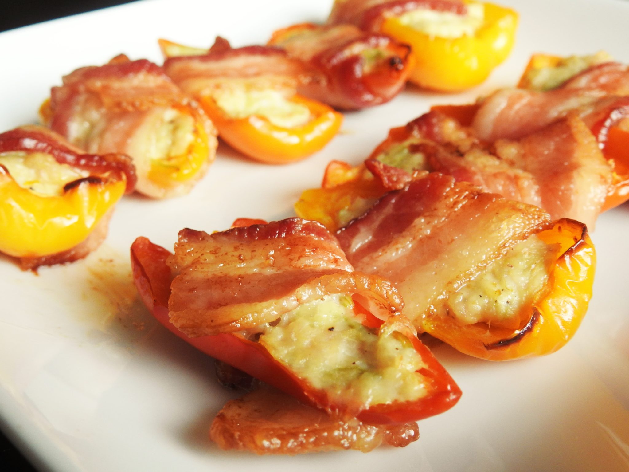 Bacon Wrapped Stuffed Mini Peppers