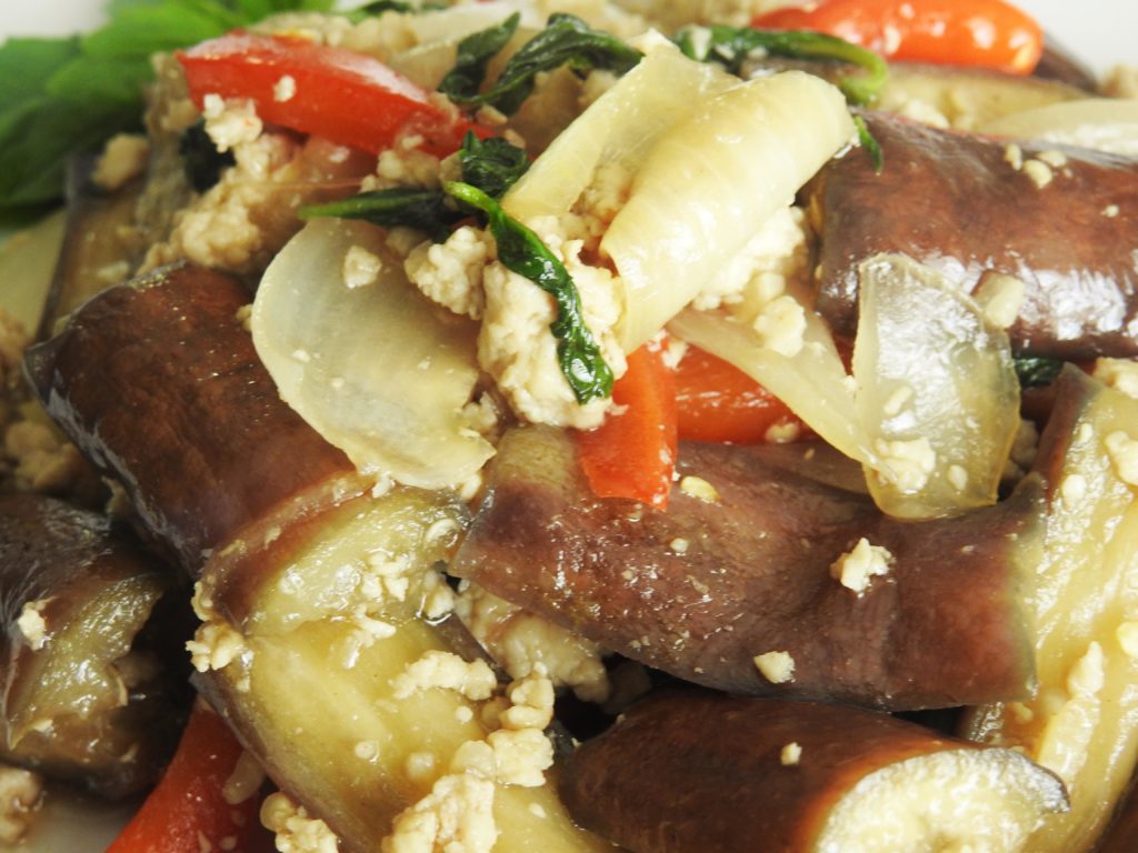 Healthy and Savory, Easy, Eggplant With Thai Basil Sauce Recipe