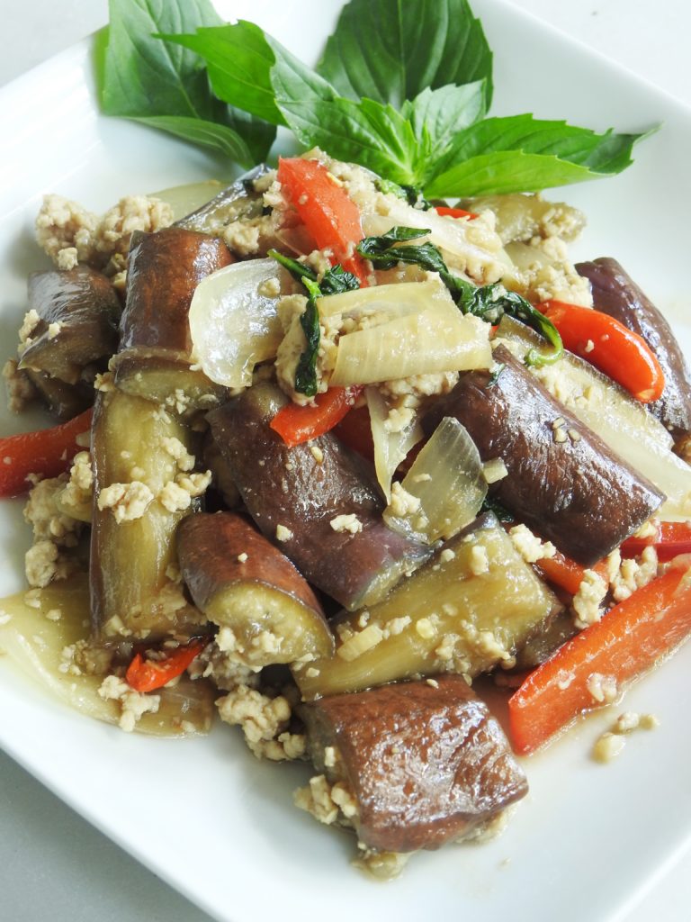 Healthy and Savory, Easy, Eggplant With Thai Basil Sauce Recipe
