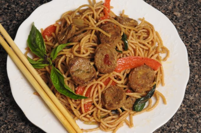 Stir-Fried Noodles and Northern Thai Sausage