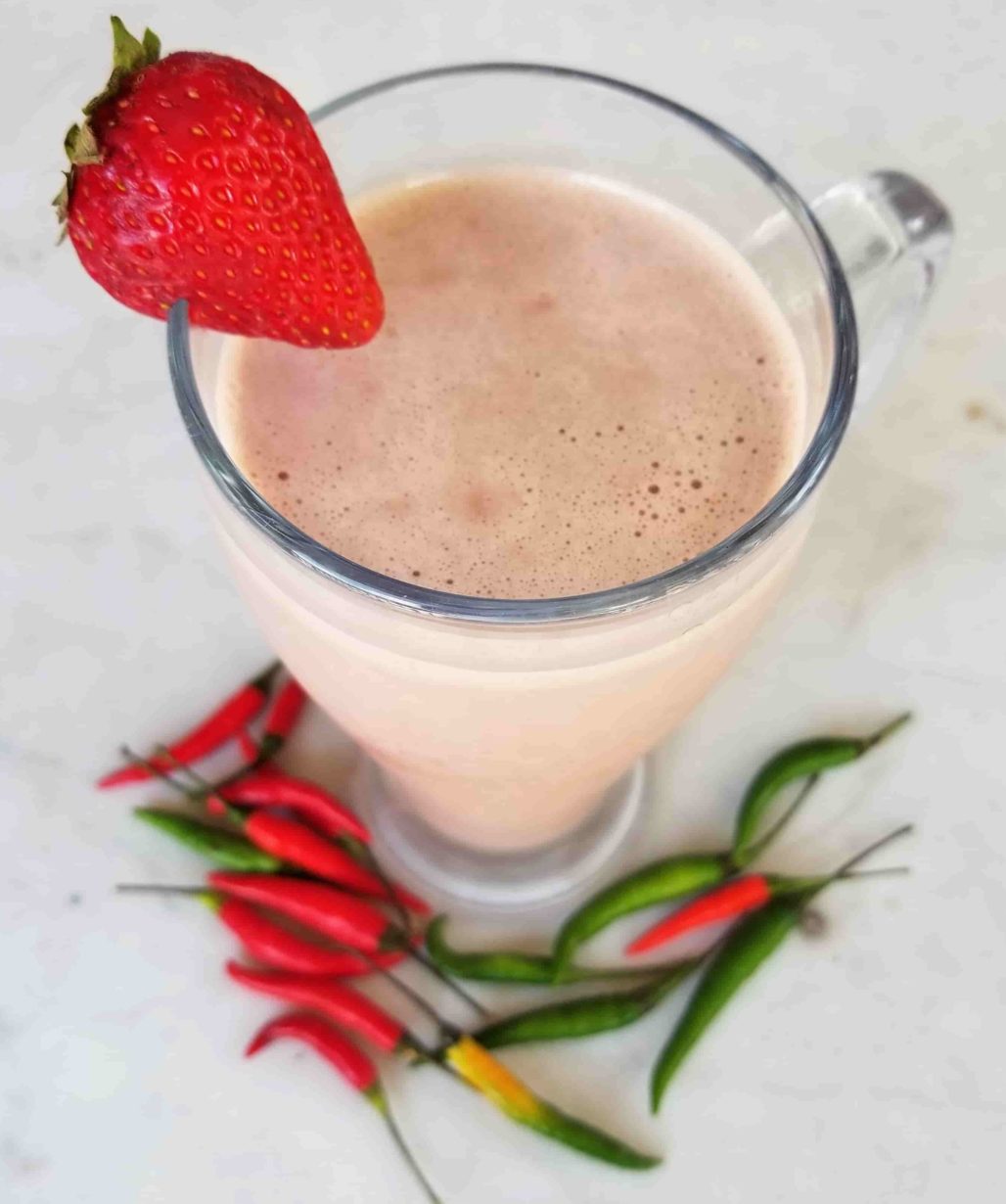 Thai Chili Chocolate Strawberry Protein Smoothie- A Ménage à Trois of Sensual Chocolate Strawberry And Peppers to Help Spice Things Up