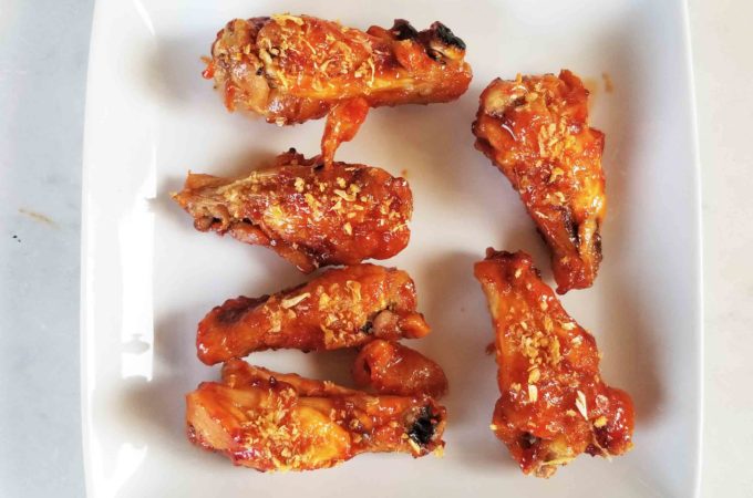 Baked Sriracha Sambal Thai Garlic Chili Chicken Wings