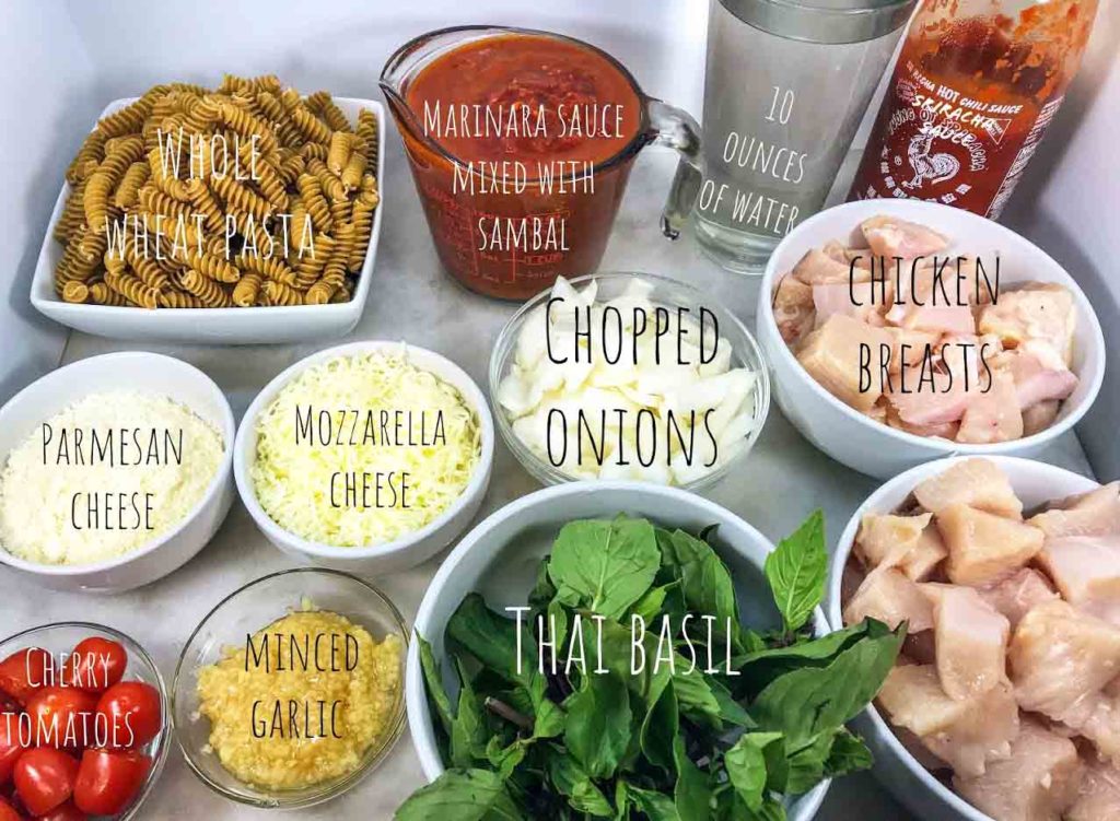 One Pot Fusion Spicy Thai Fusion Chicken Pasta Ingredients Healthy