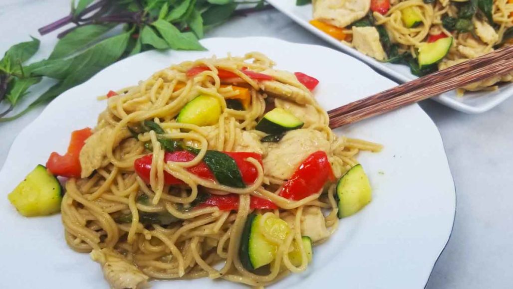 Thai Green Curry Spaghetti Horizontal Image