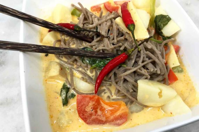 Thai Buckwheat Noodle Red Curry Soup