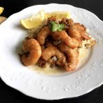 Stir-fried lemon garlic ginger shrimp