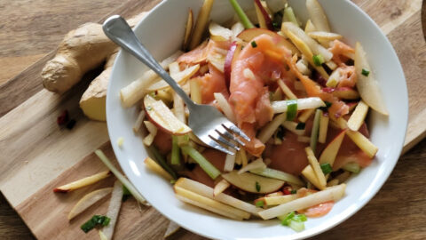 Asian Pear Salad With Smoked Salmon and Natural Light
