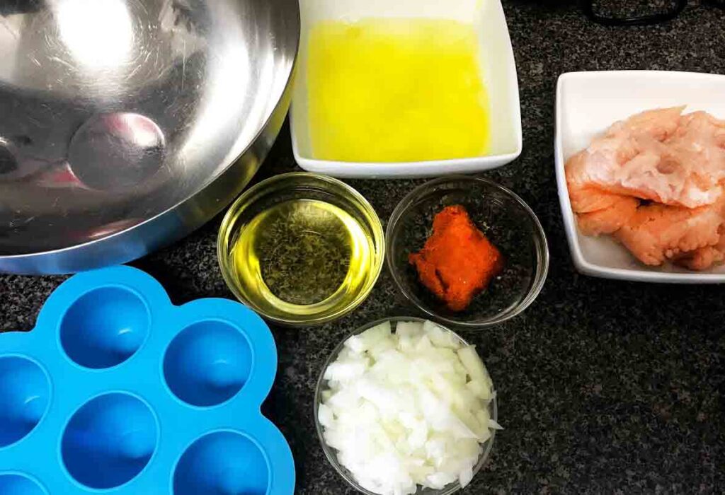Bocado de pollo al curry rojo con clara de huevo al vacío Ingredientes
