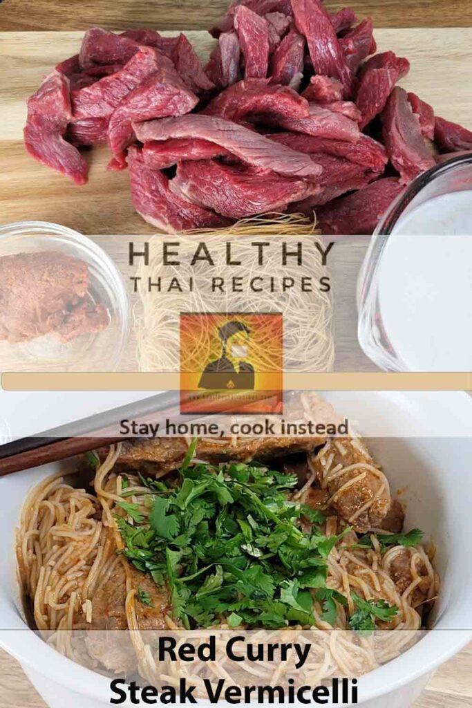 Thai Red Curry Steak Vermicelli Pinterest Image 
