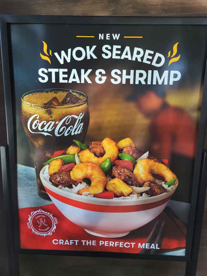 Wok Seared Steak and Shrimp advertisement for panda express