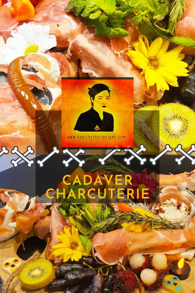 Thai Inspired Halloween Themed Cadaver Charcuterie Board