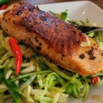 Pan Seared Salmon Over Thai Green Apple Salad