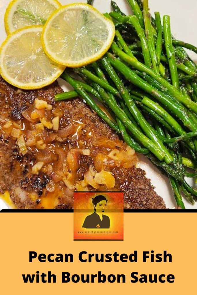 Pecan Crusted Fish กับซอส Bourbon Pinterest Image