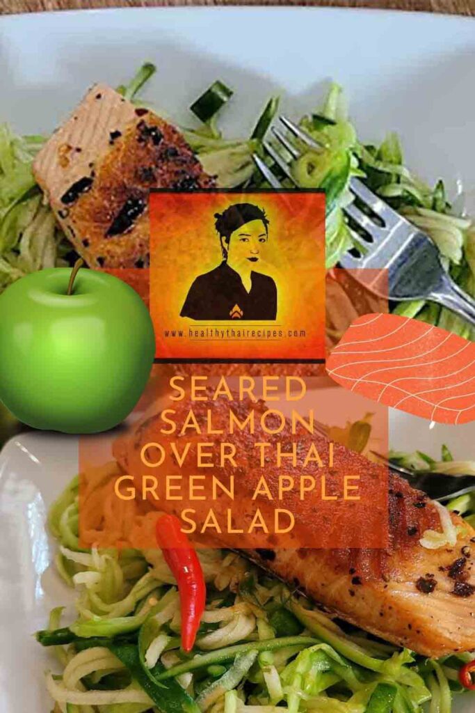 Salmón a la plancha sobre ensalada tailandesa de manzana verde  