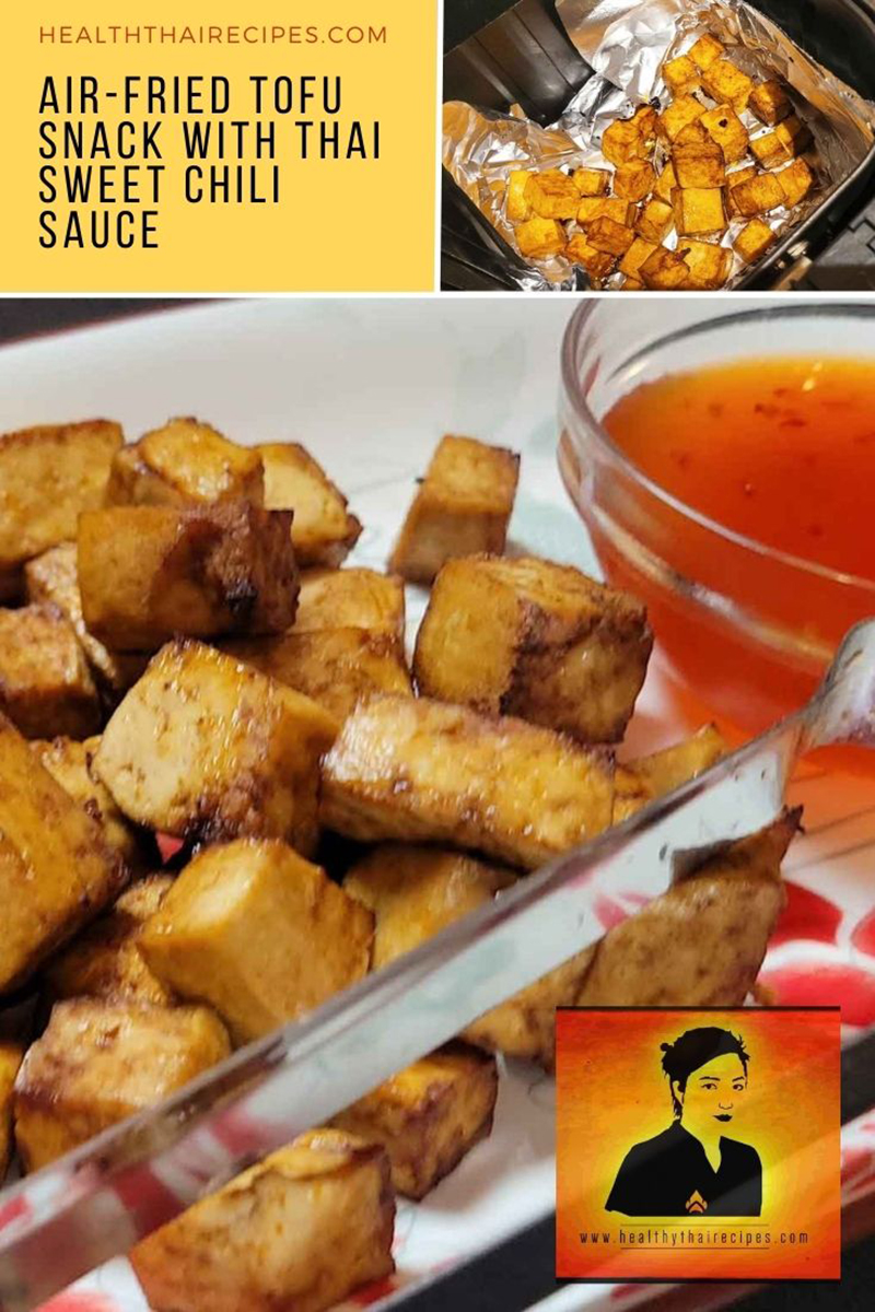 Air-fried Tofu Snack With Thai Sweet Chili Sauce Pinterest Image