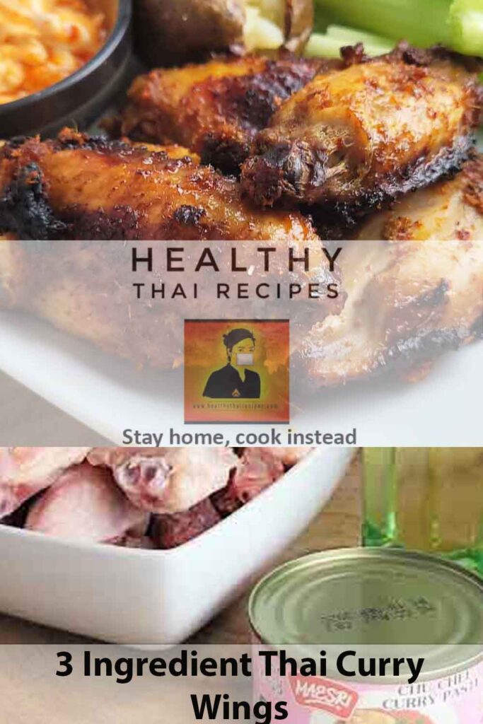3 Ingredient Air Fryer Thai Curry Chicken Wings Pinterest Image