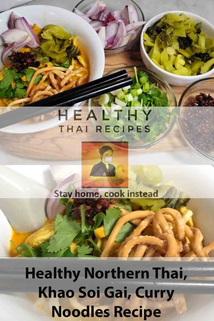 Healthy Northern Thai, Khao Soi Gai, Curry Noodles Recipe Pinterest Image