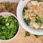 Thai-Moms-Easy-Comforting-Chicken-and-Rice-Soup-Recipe-Overhead-View-Serving-Suggestion