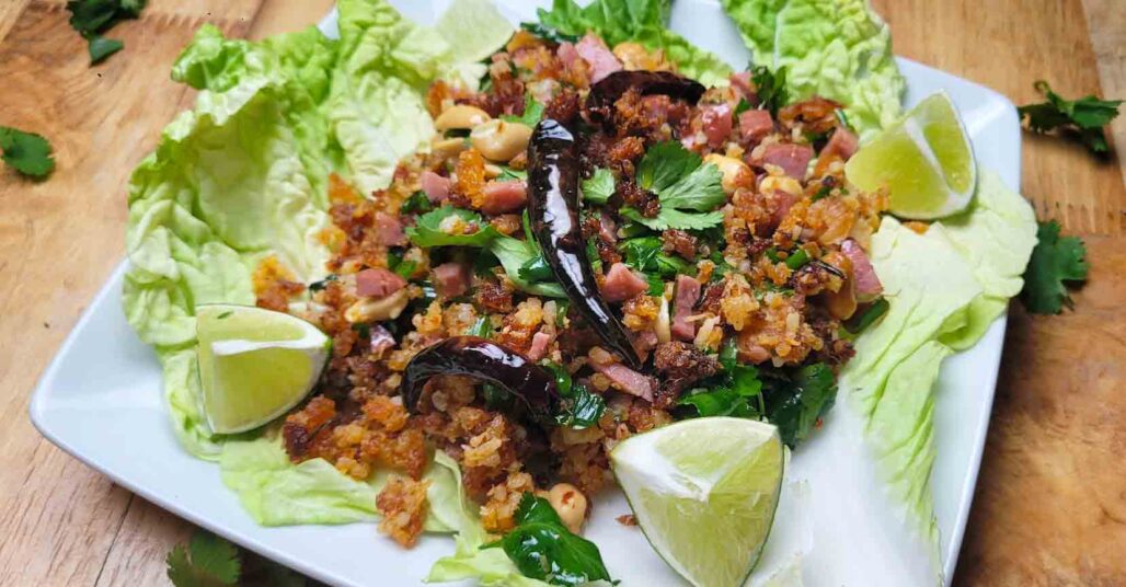 Healthier Crispy Rice Salad, Nam Khao